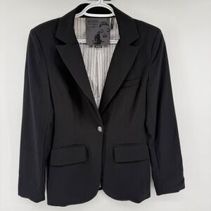 Guess Womens Black Single Button Stretch Blazer Jacket Marilyn Monroe Lining S